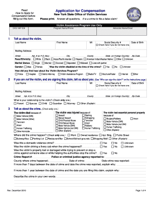 New York State Victim Compensation Claim Application
