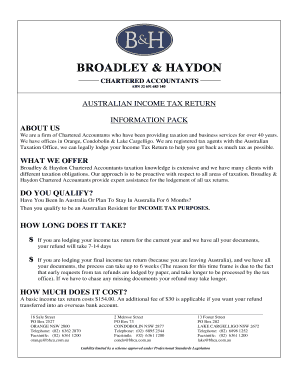 Australian Income Tax Return Information Pack