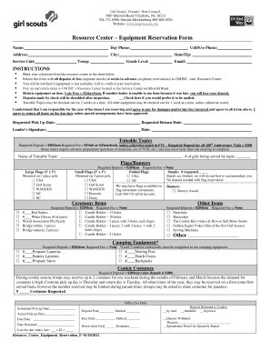 Girl Scouts Equipment Reservation Form