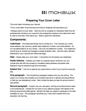 Preparing Your Cover Letter - Mohawk College