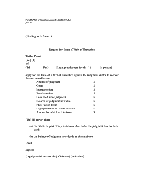 Writ of Execution Against Goods (Fieri Fades)