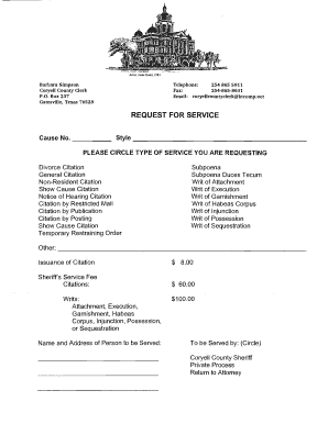 Texas Request for Service Form