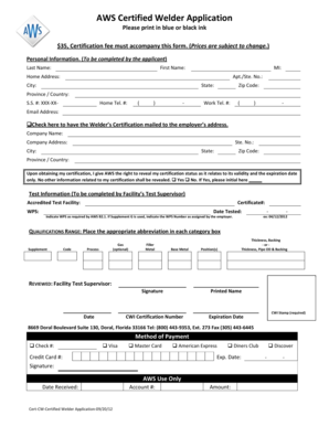 AWS Certified Welder Application