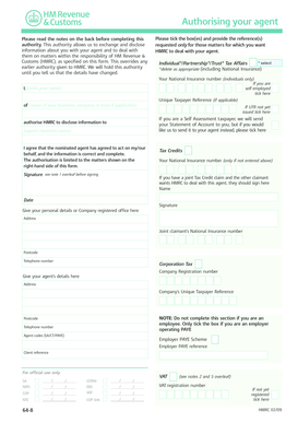 HMRC Agent Authorisation Form