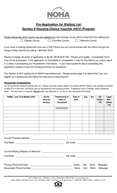 Section 8 Housing Choice Voucher Pre-Application