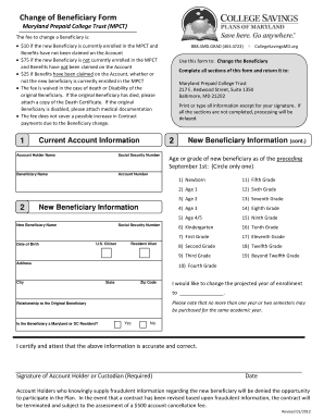 Maryland Prepaid College Trust Beneficiary Change Form