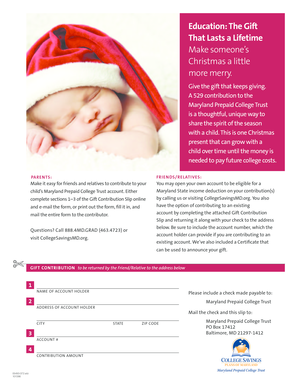 Maryland Prepaid College Trust Gift Contribution