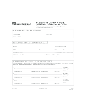 Guaranteed Growth Annuity Settlement Option Election Form
