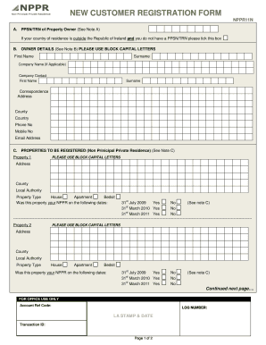 Non Principal Private Residence Registration Form