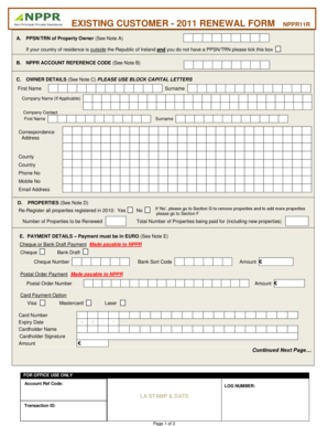 Ireland Non Principal Private Residence Renewal Form