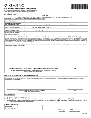 Form 25A.1 Authorisation for Linkage of Trading Account to Securities Account
