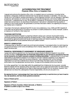 Authorization for Treatment Form