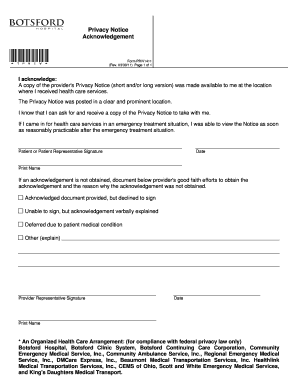 Privacy Notice Acknowledgement Form