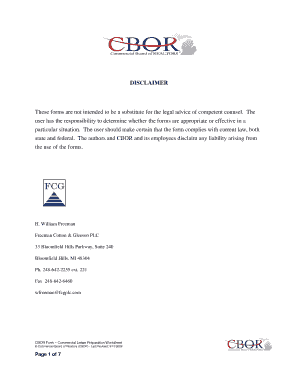 Commercial Lease Preparation Worksheet