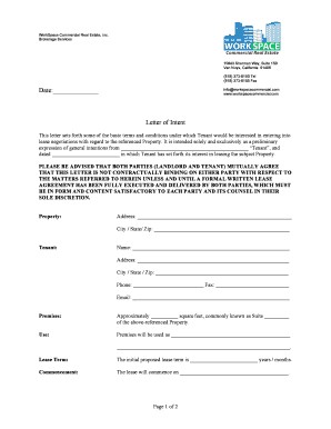 Letter of Intent for Commercial Lease