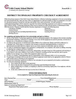 Cobb County School District Technology Property Checkout Agreement