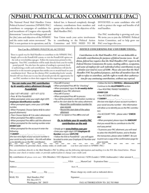 NPMHU Political Action Committee Contribution Form