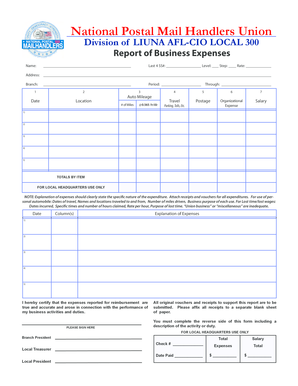 National Postal Mail Handlers Union Expense Report