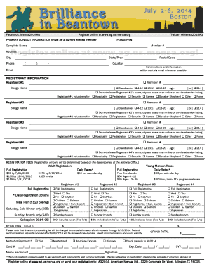 Mensa Annual Gathering Registration Form