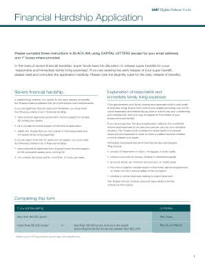 Financial Hardship Application for Superannuation Release