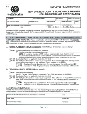 Los Angeles County Health Clearance Certification