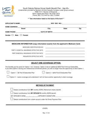 South Dakota Retiree Group Health Benefit Plan Application