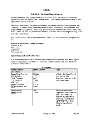 IRS Business Name Control Instructions