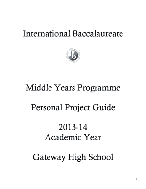 International Baccalaureate Middle Years Programme Personal Project Guide