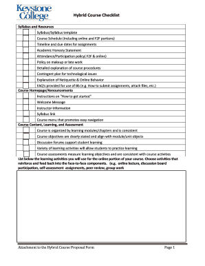 Hybrid Course Checklist - Keystone College