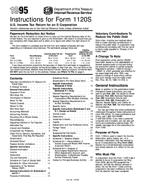 1995 Instructions 1120S. Instructions for Form 1120S