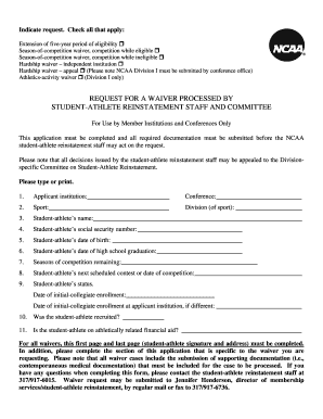 NCAA Student-Athlete Reinstatement Waiver Request