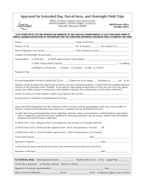 MCPS Field Trip Approval Form