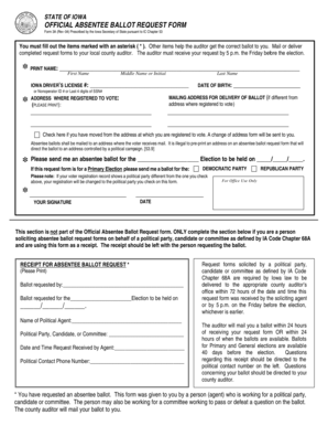 Iowa Absentee Ballot Request Form