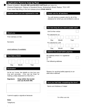 UK Postal Vote Application Form