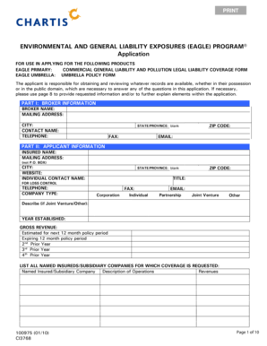 Eagle Environmental and General Liability Application