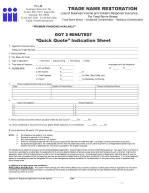 Loss of Business Income and Incident Response Insurance Application