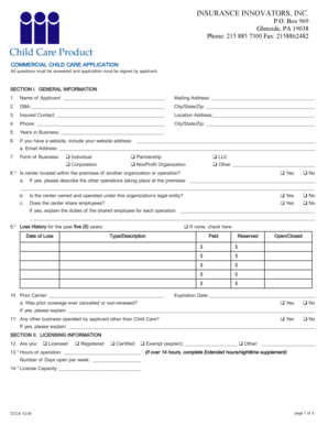 Commercial Child Care Application