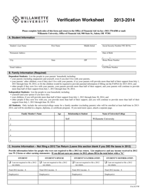 Verification Worksheet 2013-2014
