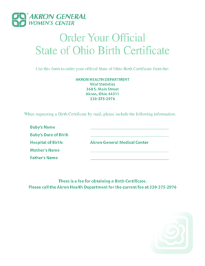 Ohio Birth Certificate Order Form
