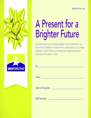 Bright Directions College Savings Program Gift Notice