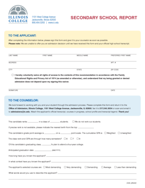 Secondary School Report Form