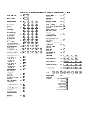 Ademco 4130XM/4140XM/5130XM Programming Form