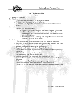 Post-Trip Lesson Plan: Citrus