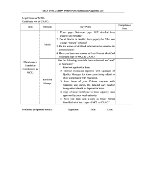 capability list self evaluation form