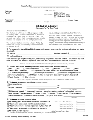 Texas Affidavit of Indigency
