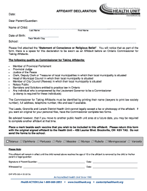 Ontario Affidavit Declaration Form