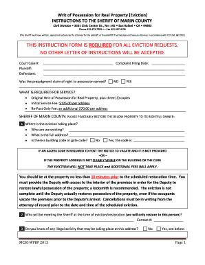 Writ of Possession for Real Property (Eviction)