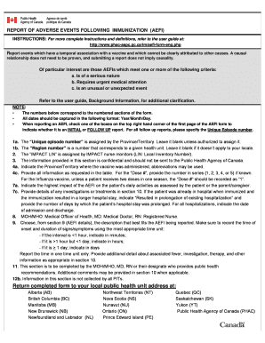 Report of Adverse Events Following Immunization (AEFI)