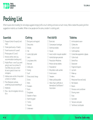 Travel Packing List