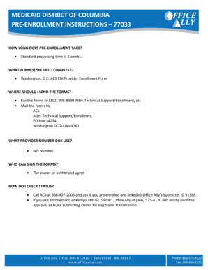 Washington DC ACS EDI Provider Enrollment Form